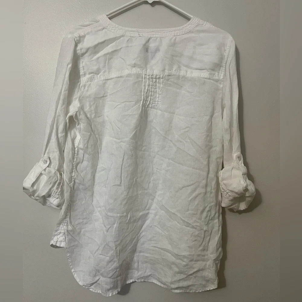 Talbots 100% Linen White Casual Blouse - Picture 3 of 8